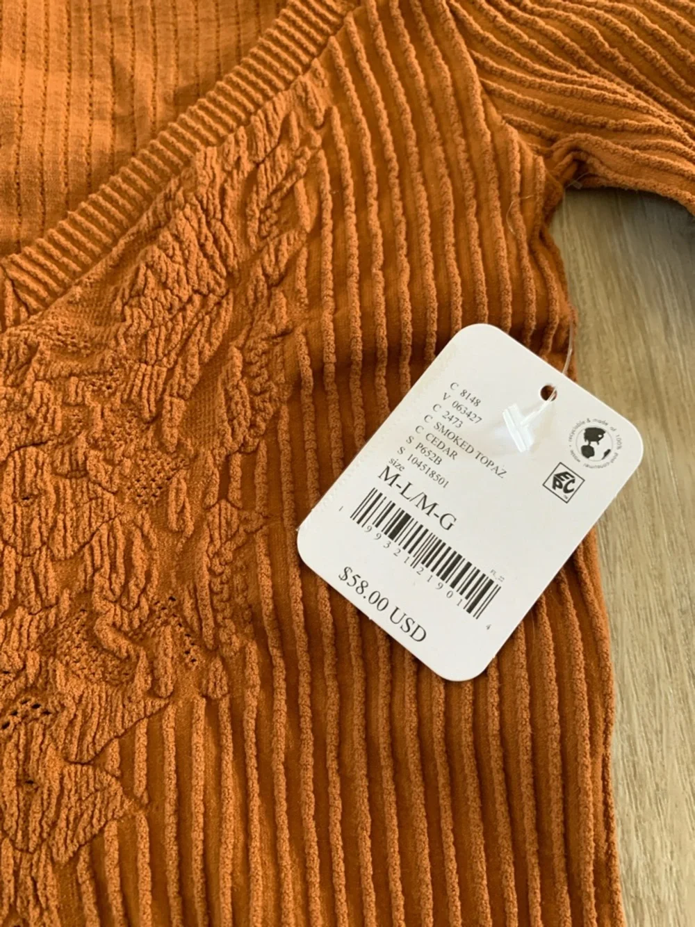 FREE PEOPLE Dynamic Duo Ribbed Long Sleeve NWT Smoked Topaz Brown